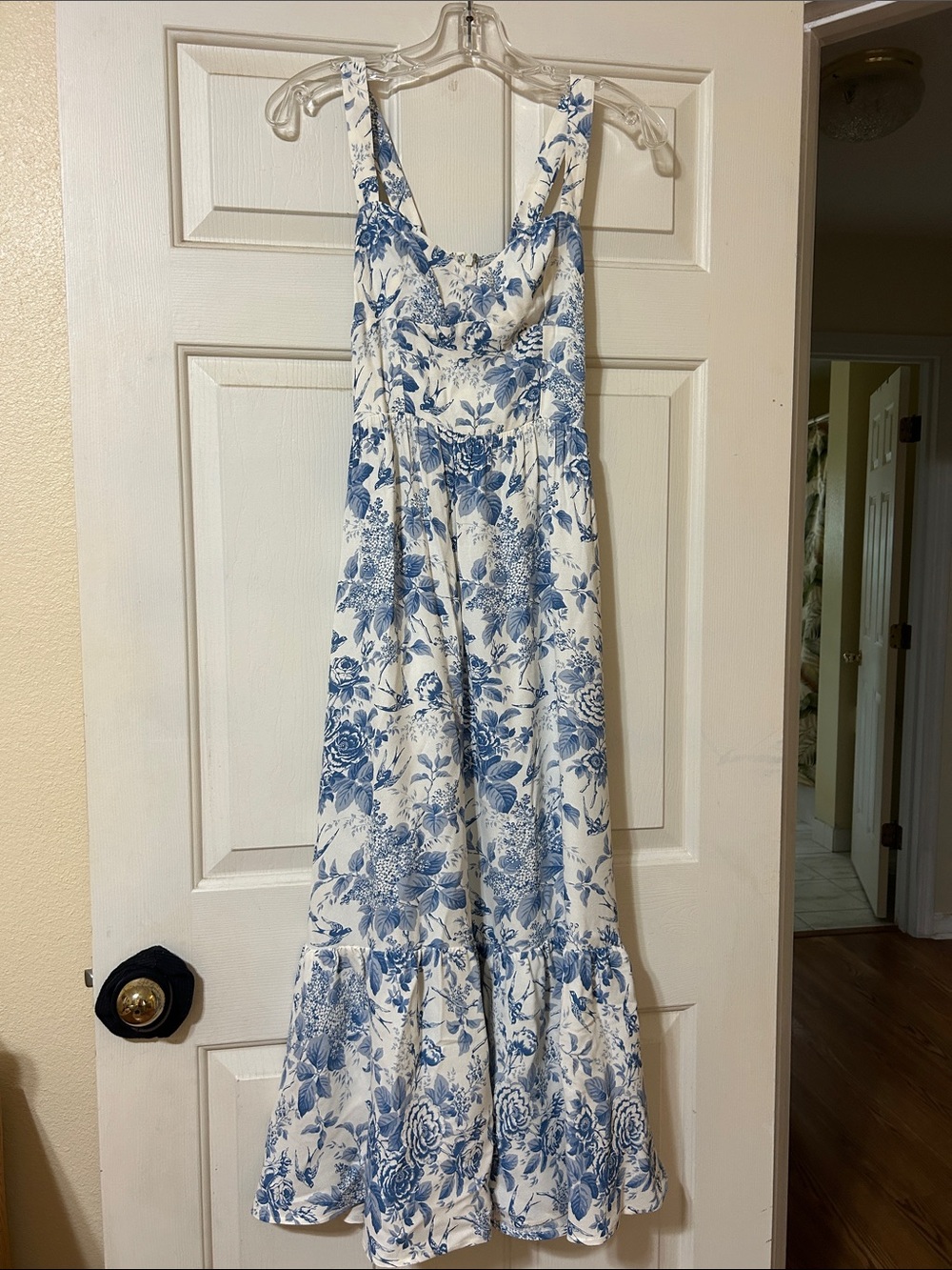 Reformation White and Blue Floral Tiered Maxi Dress - Picture 5 of 5